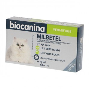 Biocanina milbetel vermifuge chat + de 2kg 2 comprimés